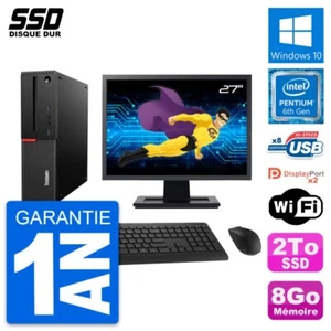 PC LENOVO M800 SFF Pantalla 27" Intel Pentium G4400 RAM 8Go GB 2To Windows 10 Wi - Imagen 1 de 8