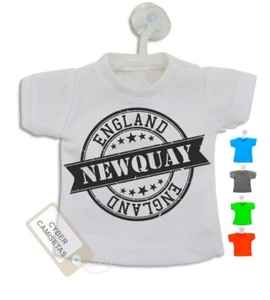 Newquay T-Shirt Mini England UK Stamp Hanger Suction Cup Car Truck Van - Picture 1 of 4