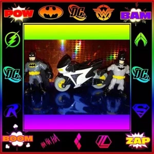 Fisher Price Imaginext 2 different Batman Batmen & Bat Cycle Caped Crusader DC - Picture 1 of 6