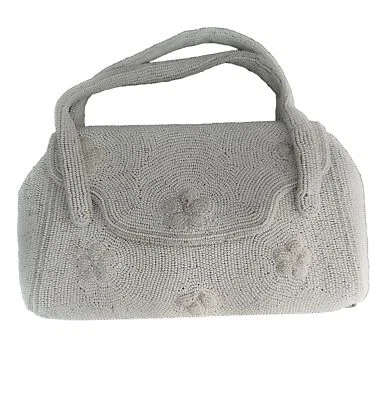 Antique White Beaded  Hand Bag Purse Handles Made In France For Macy’s Vintage - Image 1 of 4