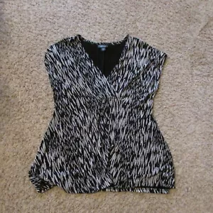 Neu ohne Etikett Dressbarn 14/16 XL schwarz silber Glitzer Glitzer V-Ausschnitt formelles Top Stretch - Bild 1 von 2