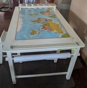 Guidecraft Art Desk for 2, include 2 stool, 6 bins, paint containers, paper roll - Picture 1 of 8