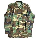 US Army BDU Field Shirt Jacket Woodland Camo Hot 1980s Twill Military Med-Long