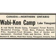 LAKE TIMAGAMI ONTARIO WABI-KON CAMP WILSON 1940 PRINT AD GUIDE HUNTING FISHING