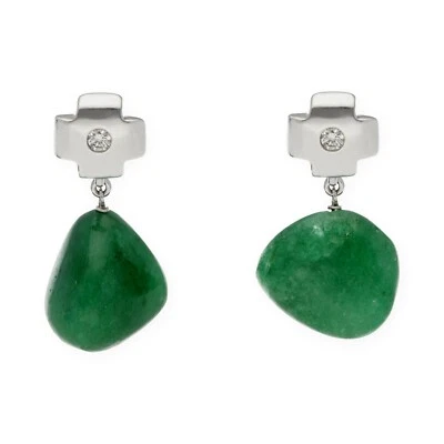 Pendientes Esmeraldas Diamantes Oro Blanco Complementos de Mujer Joyería  - Imagen 1 de 3