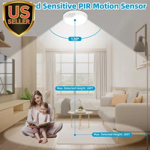 2-Pack Rechargeable Battery Operated Motion Sensor Ceiling Light with USB Cha... - Picture 1 of 8