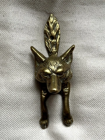 Vintage Fox Brass Door Knocker Cover