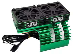 NHX RC 1/5 Twin Cyclone Alum HV Cooling Fans w/Cover Motor Heatsink Green - Picture 1 of 6