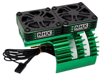 NHX RC 1/5 Twin Cyclone Alum HV Cooling Fans w/Cover Motor Heatsink Green - Image 1 of 4