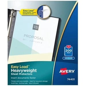 Avery Clear Heavyweight Sheet Protectors Non-Glare Easy Load 200 Document Pro... - Picture 1 of 8