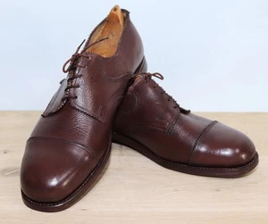 NOS 1940s New French Brown Leather Men's Derby Shoes 42FR 8,5US Made in France - Picture 1 of 12