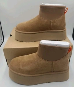 Neu im Karton UGG Mini Dipper Plateau Damen 9 Stiefel Kastanie 100 % authentisch - Bild 1 von 11