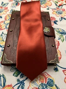Joseph & Feiss Gold Red/Burnt Orange 100% Polyester Men’s Neck Tie - Picture 1 of 10
