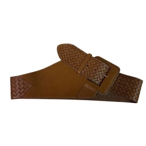 Cintura asimmetrica vintage collezione The Ritz in pelle intrecciata marrone taglia S/M - Foto 1 di 7