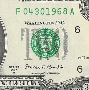 APRIL 30 1968 Birthday Date Note Fancy Serial Number Two Dollar Bill Crisp UNC - Picture 1 of 11