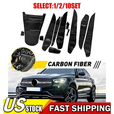 Borde interior con patrón de aspecto de fibra de carbono para Mercedes-Benz C200 C300 GLC 15-18 1~10X Foto 1 de 4