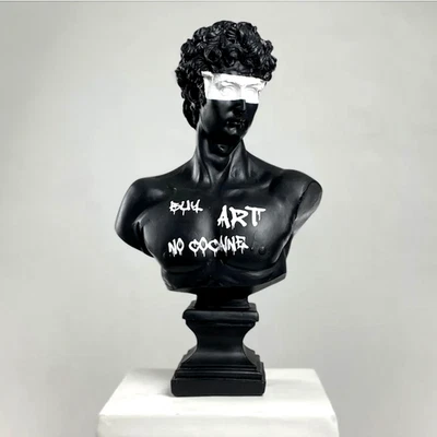 Large Handmade David Sculpture, Banksy Inspired Graffiti Statue Home Table Decor - Image 1 of 4