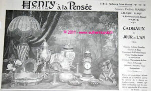 HENRY A LA PENSEE Bibelot eventail publicité 1913 pub