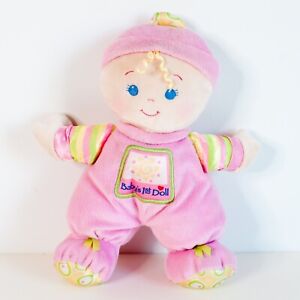 Fisher Price Babys 1st Doll Rattle in Head Mattel 10.5" Pink Plush Blonde Hair
