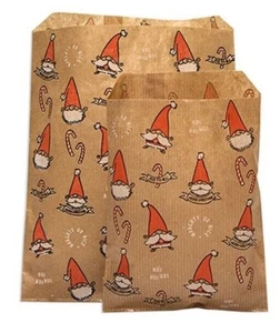 Lächelnder Weihnachtsmann Gonk Kraftpapier Thekentüten, festliche Weihnachtsfeier 2 GRÖSSEN - Bild 1 von 4