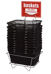 Cestini della spesa in metallo nero con supporto - Set di 12 - Foto 1 di 2