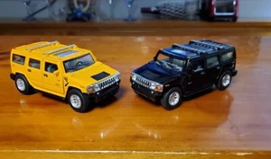TWO Pull Back Action 2008 Hummer H2 SUV Kinsmart Toy Cars 1/40 Scale Diecast  - Picture 1 of 10