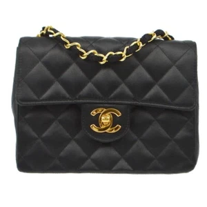 Chanel Black Satin Mini Classic Square Flap Shoulder Bag 17 192857 - Picture 1 of 9