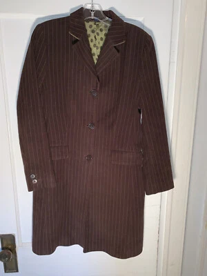 Gabardina Boden para mujer marrón a rayas con botones delanteros bolsillos talla US 8. c111 Foto 1 de 4