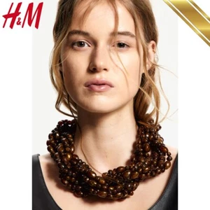 H&M A/W 2024 Chunky Beaded Necklace Dark Brown Women - HM Original - Picture 1 of 7