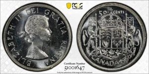 1956 Canada 50 Cents PCGS MS63 Lot#G9821 Silver! Choice UNC! - Picture 1 of 4