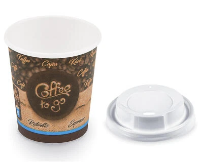 Kaffeebecher Einweg Pappbecher Coffee to go 80-400ml 6 Größen Auswahl Deckel Set - Bild 1 von 2