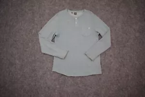 Volcom Sweater Regular Medium Blue White Stone Long Sleeve Henley Skaters Mens - Picture 1 of 12