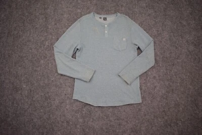 Volcom Sweater Regular Medium Blue White Stone Long Sleeve Henley Skaters Mens - Image 1 of 4