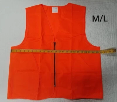 New Blaze Orange Hunting Safety Vest  Lightweight with Zipper M/L or XL/XXL - Image 1 of 3