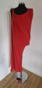 Ionna Kourbela red long dress one size 8/10/12 asymmetric grecian draped  - Bild 1 von 9