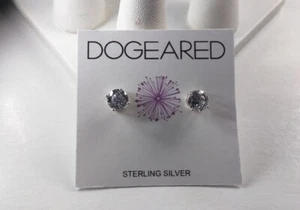 Dogeared Sterling Silver Cubic Zirconia Studs - New - Picture 1 of 1