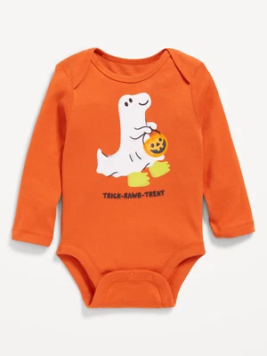 Old Navy Baby Bodysuit long sleeve orange halloween Trick-Rawr-Treat 6-12M - Image 1 of 2