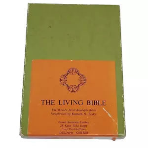 The Living Bible Softcover Brown Imitation Leather Paraphrased by K Taylor 1973 - Picture 1 of 19