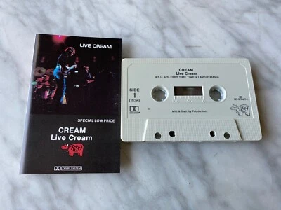 Cream Live Cream CASSETTE Tape 1972 RSO 827577-4 Y-1 Eric Clapton, The Yardbirds - Image 1 of 3