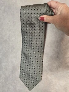 Men's Italian 100% silk Handmade Italian Necktie Black Silver Roberto Villini - Picture 1 of 5