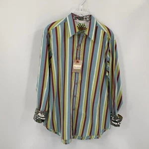 Robert Graham Malliouhana Sporthemd Streifen blau Baumwolle Flip Manschette neu X-Large - Bild 1 von 7