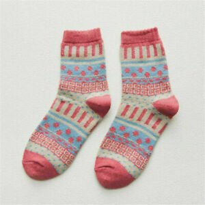 1 Pair Women Ethnic Wool Warm Soft Thicken Casual Multicolor Winter Socks