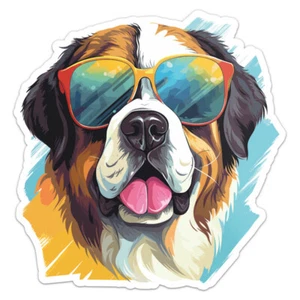 Cool St. Bernard Dog Vinyl Decal Car Bumper Sticker - Picture 1 of 5
