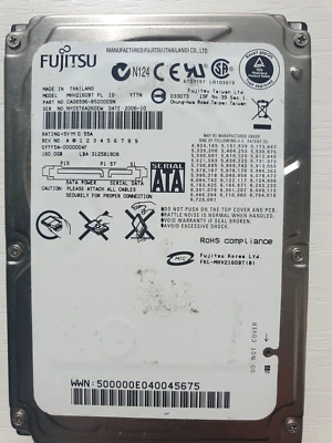 FUJITSU 160GB MHV2160BT 12.5MM 2.5" Laptop SATA Hard Drive - Image 1 of 2