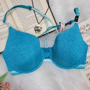 NWT Victoria's Secret Lightly Lined Semi Demi Ombre Blue Bra 32D - Picture 1 of 11