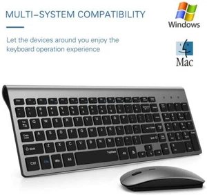 Wireless Keyboard And Mouse Combo 2.4GHz Ultra Thin Silent Ergonomic Design Gift - Picture 1 of 6