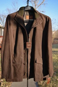 $ 575 Tasso Elba Leder Korrespondent Reise Safari dunkelbraun Jacke Herren L - Bild 1 von 12