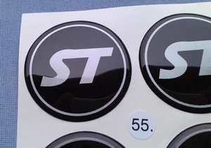4x ST emblems for hub caps wheel cover 55 mm silicone sticker black ST55SS - Picture 1 of 4