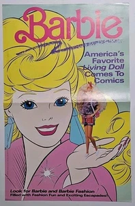 AFFICHE PROMOTIONNELLE BARBIE Mattel Marvel Comics 1990 rare par Johnny Romita Sr - Photo 1/2