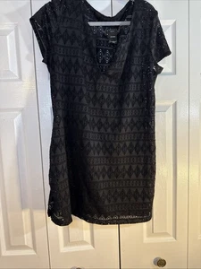 Catalina Swim Cover Up Womens Size Large Black Lace Cap Sleeve Pullover - Picture 1 of 8